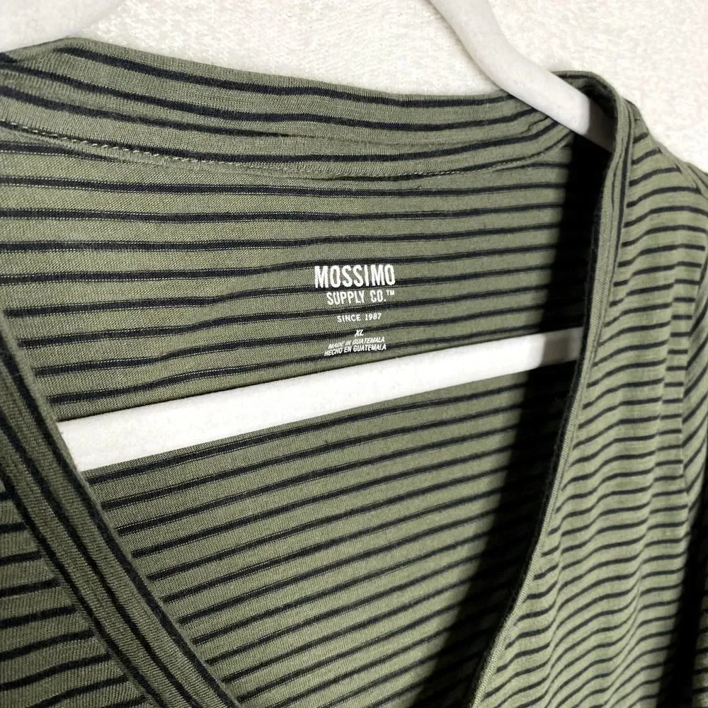 Mossimo Supply Co. Long Sleeve V-Neck Striped T-Shirt Green Black Size XL Tee - Picture 3 of 9